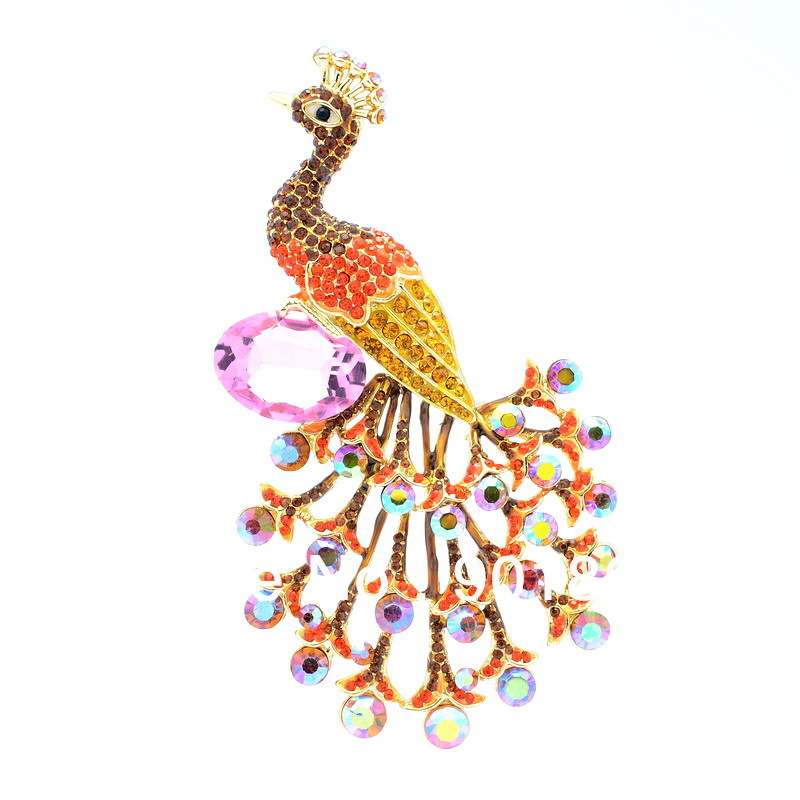 Seperwar-Pink-Glass-Rhinestone-Crystal-Peacock-Peafowl-Bird-Brooch-Pin-4-6-OFA-1938-Free-shipping 69 Dress Jewelry Pieces in the Shape of Your Favorite Animal