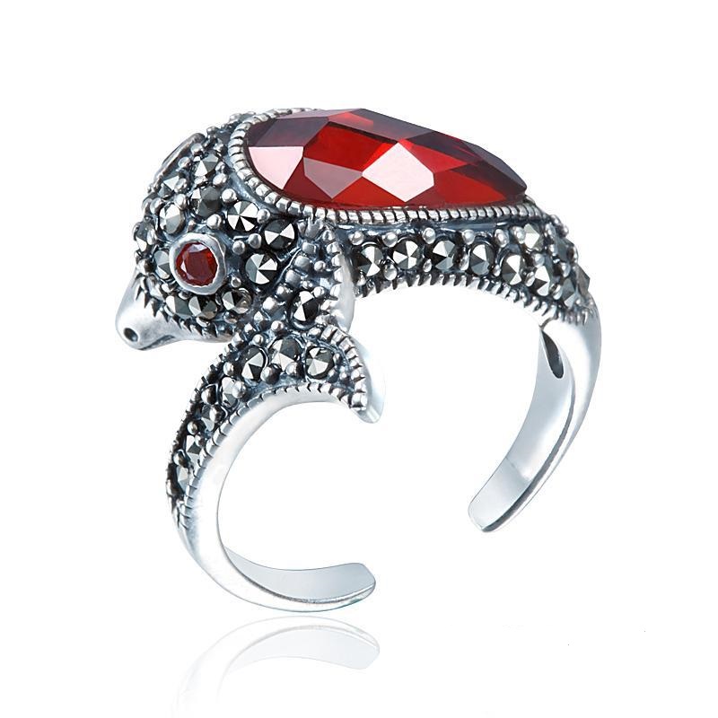 Silver-Accessories-Old-silversmith-Thai-Silver-Retro-Rings-dolphins-Garnet-Open-Jewelry-Womans-Jewelry64082231_0eed58858887de9f847e41f4429e7b613 69 Dress Jewelry Pieces in the Shape of Your Favorite Animal
