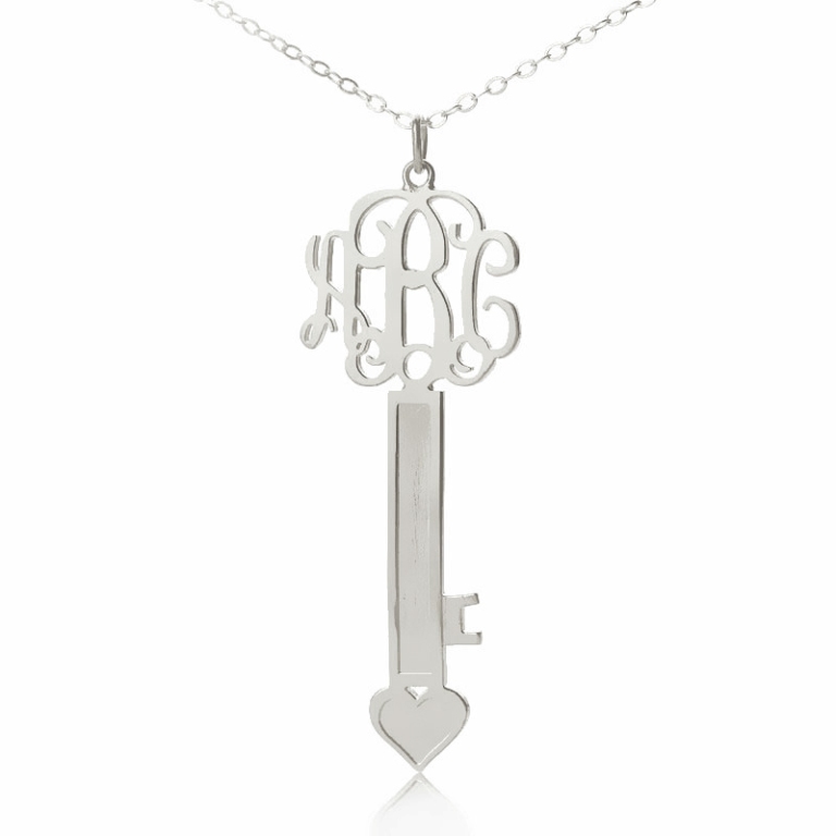 Silver-Heart-Key-Monogram-Necklace
