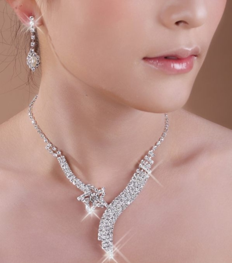 SimpleJewelryWeddingTwo-PieceTheNecklaceAndEarringsCanBeWornTogetherOrByThemselvesColorStyleRepresentationMayVaryByMonitorNoLS57509-0 How to Choose Bridal Jewelry for Enhancing Your Beauty