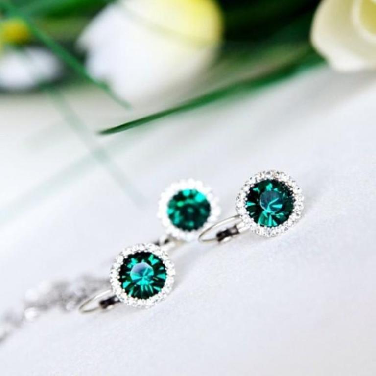 How to Choose the Right Wedding Jewelry for Your Bridesmaids 8 emerald-clear-crystal-rhinestone-bridal-bridesmaids-jewelry-set