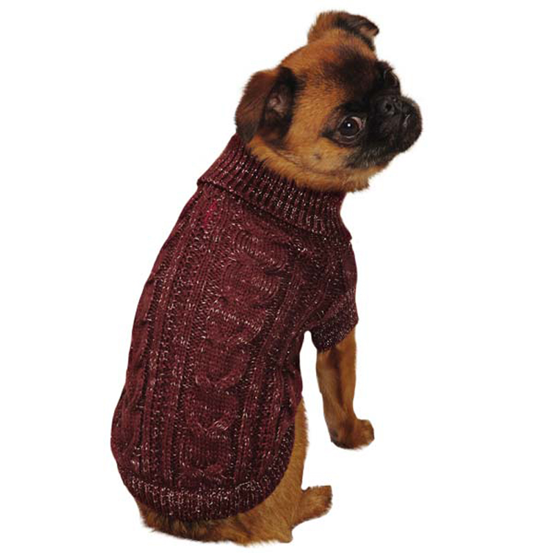 lurex-cable-knit-dog-sweater-cabernet-1 Top 35 Winter Clothes for Dogs