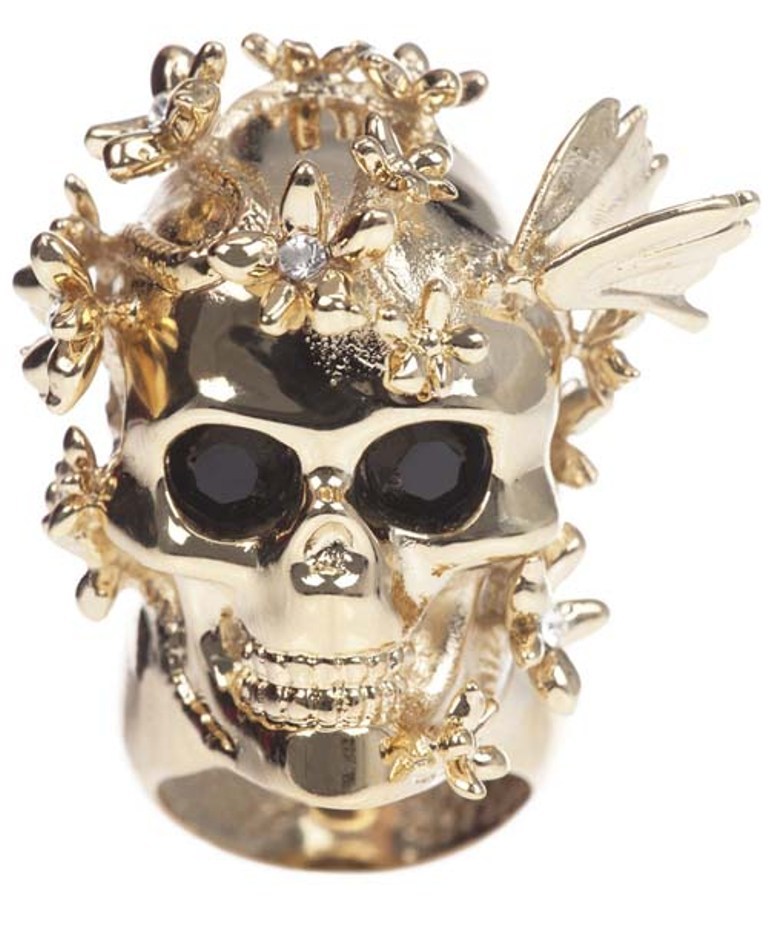 Skull Jewelry for Both Men & Women 19 Alexander-McQueen-Skull-and-Cherry-Blossom-ring-Gold