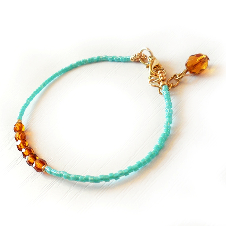 Glass Beads for Creating Romantic & Fashionable Jewelry Pieces 23 Brown-Beads-and-Turquoise-Delica-Glass-Beads-Bracelet-jewelry