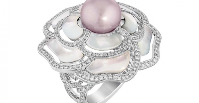 Chanel Les Perles de Chanel Camelia Nacre Ring Top 10 Non-Diamond Engagement Ring Types for a More Unique Proposal - Jewelry Fashion 9