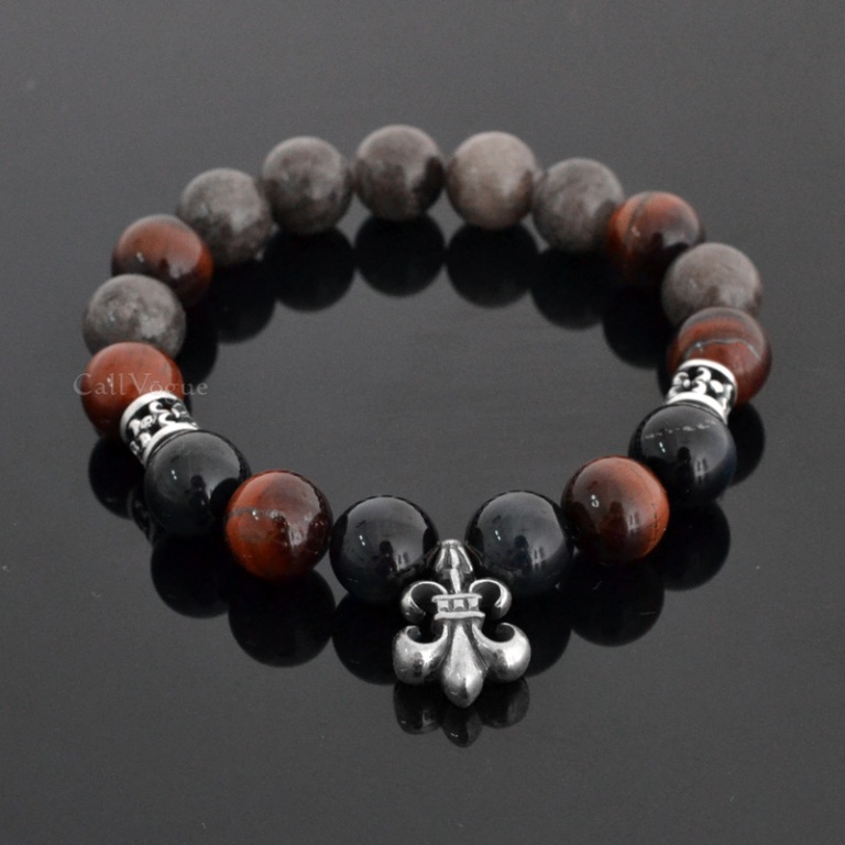 Tiger Eye Jewelry & Its Unusual Properties 16 Gemstones-beaded-bracelets-Gems-INS-TIGR-Blue-Red-Tiger-eye-Gray-Fossil-925-Insignia-sterling-silver-bracelet-DE