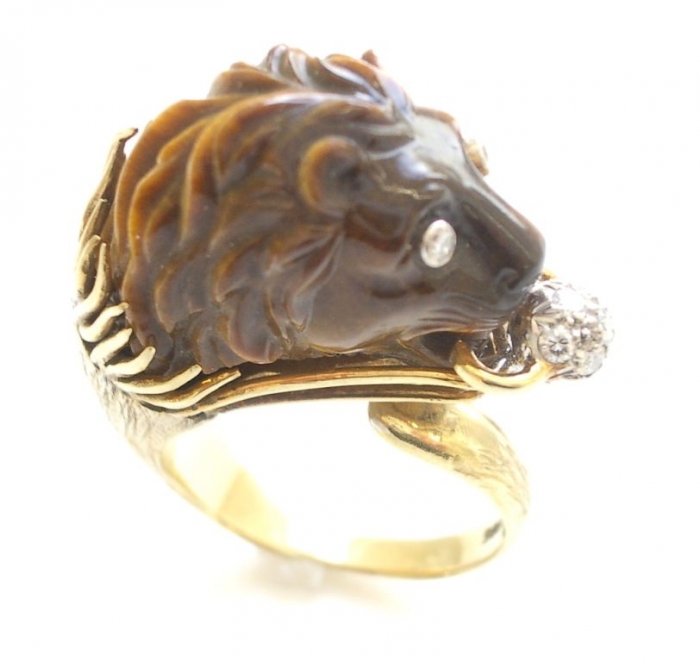 Gold-Tigers-Eye-and-Diamond-Ring-c1960-3 Tiger Eye Jewelry & Its Unusual Properties