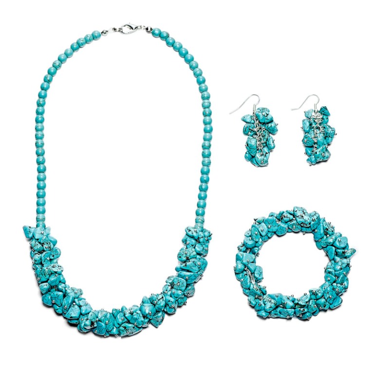Handmade-Turquoise-Chip-Bracelet-Necklace-Earrings-Set__45247_zoom Turquoise jewelry “ The Stone of the Sky & Earth”