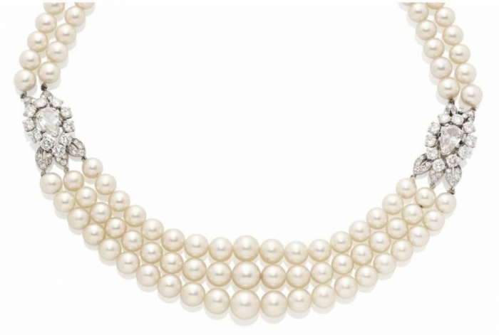 Lot-123-A-PEARL-NECKLACE-WITH-A-DIAMOND-PLATINUM-AND-GOLD-CLASP-MOUNTED-BY-CARTIER