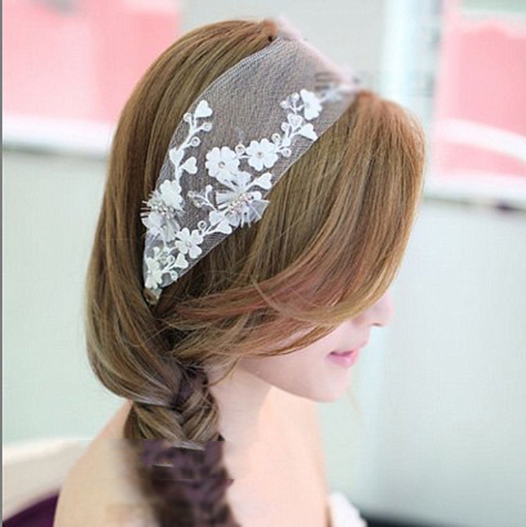 “Wedding Headbands” The Best Choice for Brides, Why?! 9 New-2014-Bridal-Rhinestone-Beaded-Flower-Lace-Headbands-Wedding-Hair-Accessories-Ornament-Jewelry-Headpiece-For-Bride