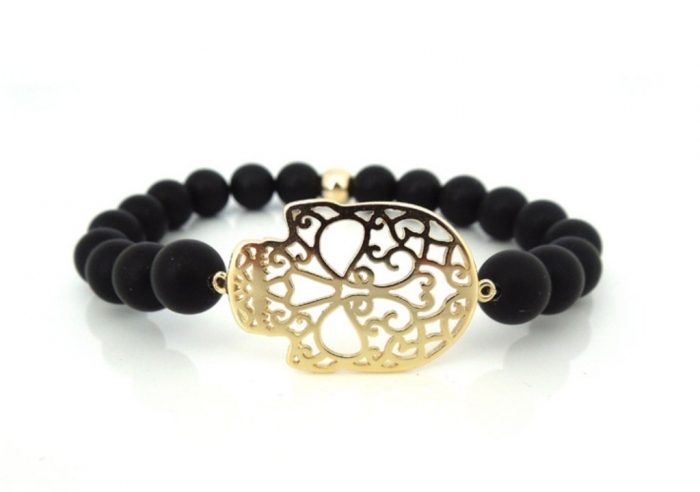 Skull Jewelry for Both Men & Women 13 Onyx-Patterned-Skull-Bracelet