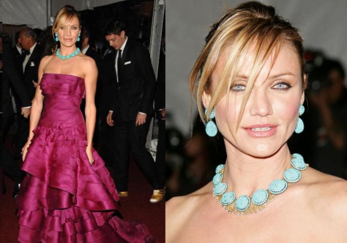 cameron-diaz-in-turqouise-jewellery Turquoise jewelry “ The Stone of the Sky & Earth”