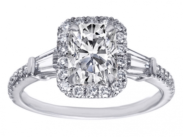 cushion-cut-diamond-halo-engagement-ring-baguette-side-stones-246293 Cushion Cut Engagement Rings for Beautifying Her Finger
