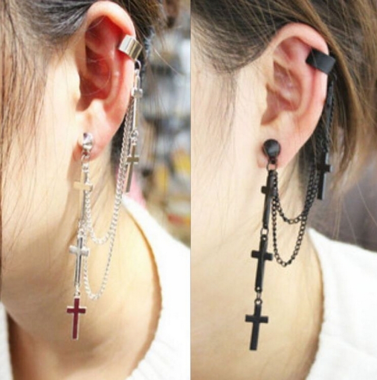 font-b-UK-b-font-Hot-Gothic-font-b-Cartilage-b-font-cuff-cross-tassel Slave Earrings For Catchier Ears & Fashionable Styles ...