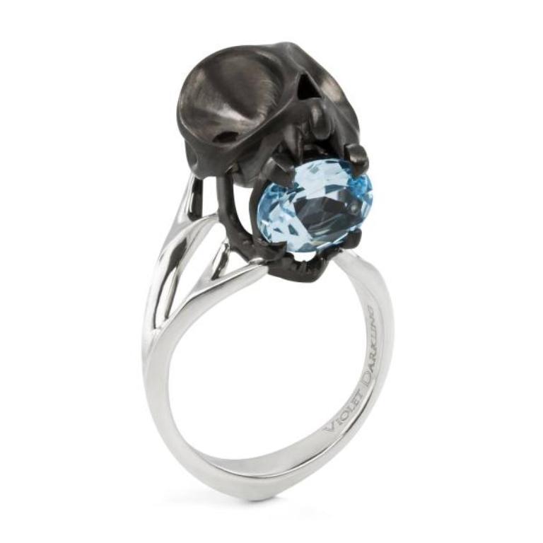 matte-black-tarsier-skull-ring-with-blue-topaz_1336571512_1 Skull Jewelry for Both Men & Women