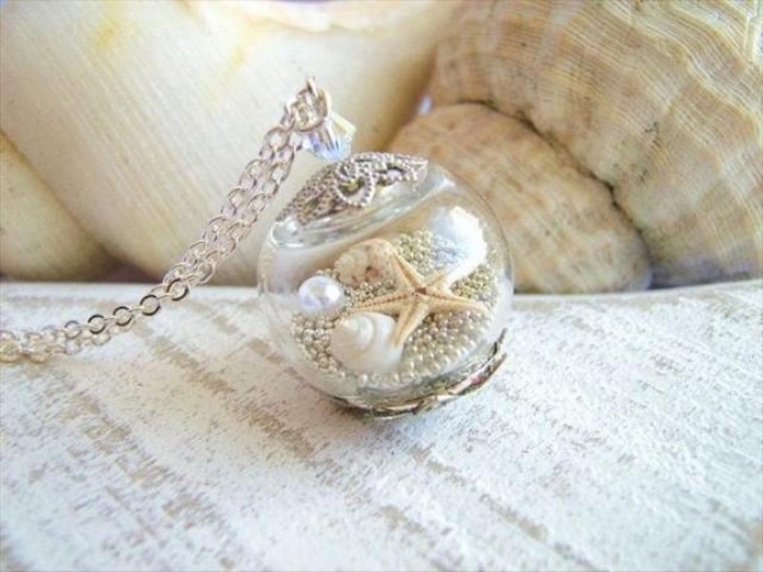 Seashell Jewelry as a Natural Gift 20 starfish-necklace-real-seashell-jewelry-hollow-glass-globe-beach-wedding-jewelry-bridesmaids-necklace