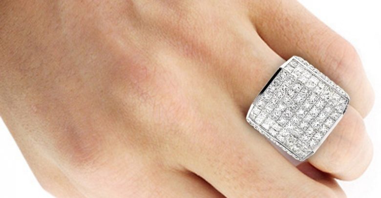 wide 14k gold designer round and princess cut diamond ring for men 139ct 2 Men’s Diamond Rings for More Luxury & Elegance - diamond rings for men 1