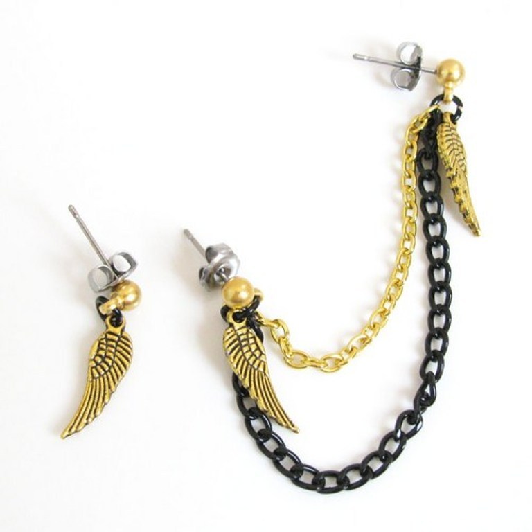 Slave Earrings For Catchier Ears & Fashionable Styles ... 15 wing_connecting_cartilage_slave_earrings_in_black_and_gold_c6f76f48