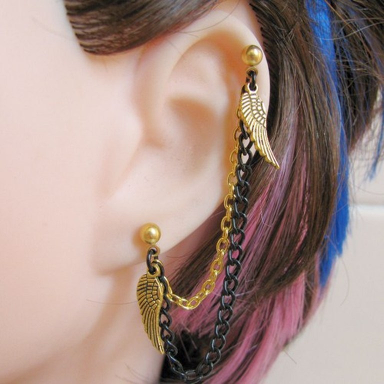 Slave Earrings For Catchier Ears & Fashionable Styles ... 24 wing_connecting_cartilage_slave_earrings_in_black_and_gold_ebab2aa9