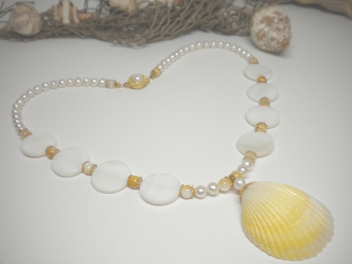 yellow seashell necklace9