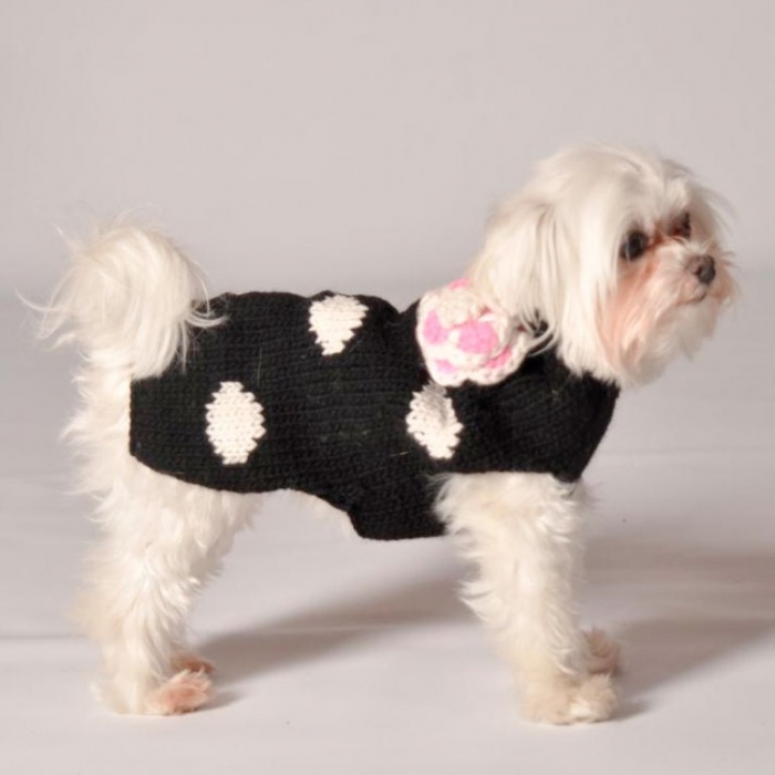 black-polka-dog-flower-dog-sweater-by-chilly-dog Top 25 Breathtaking Dog Sweaters for Your Dog