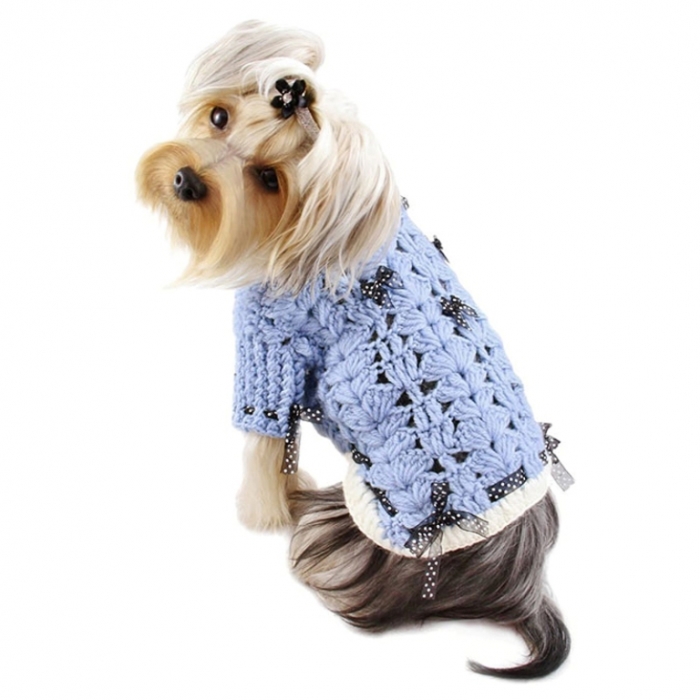 blue-darling-turtleneck-crocheted-sweater-1 Top 25 Breathtaking Dog Sweaters for Your Dog