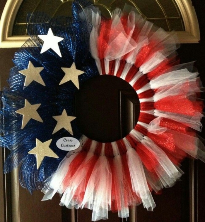 cute patriotic mesh tutu wreath for memorial day party-f85923