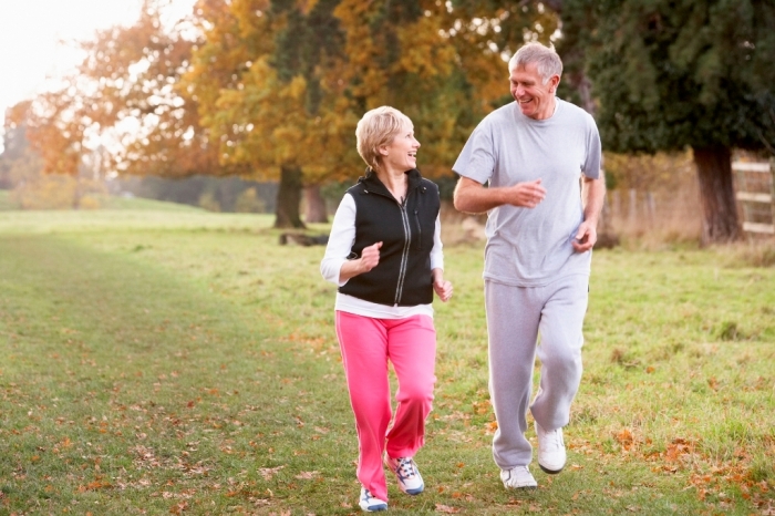 Couple-power-walking