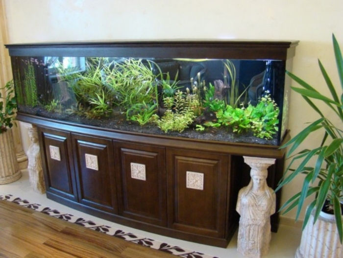 elegant-wood-furniture-fish-tank-with-plant-decoration-ideas-720x542 How to Decorate Your Boring Fish Tank