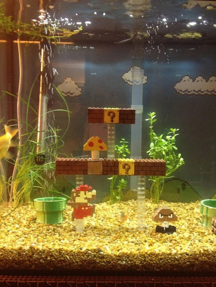 super-mario-lego-fishtank3 How to Decorate Your Boring Fish Tank
