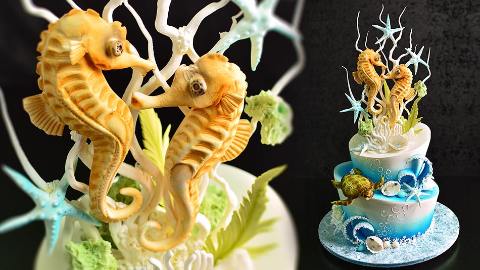 underwater-scene-cake-with-seahorse-couple-thumbnail-M Top 10 Most Unique and Funny Wedding Cake Toppers 2019