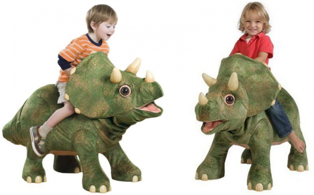♦ Triceratops ride-on dinosaur that comes to cost £750 to be the most expensive Christmas toy for children 