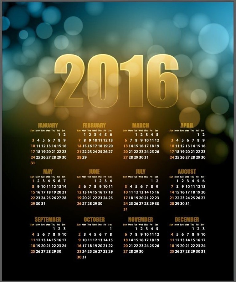 calendar-2016-23 64 Breathtaking 2018 Printable Calendar Templates