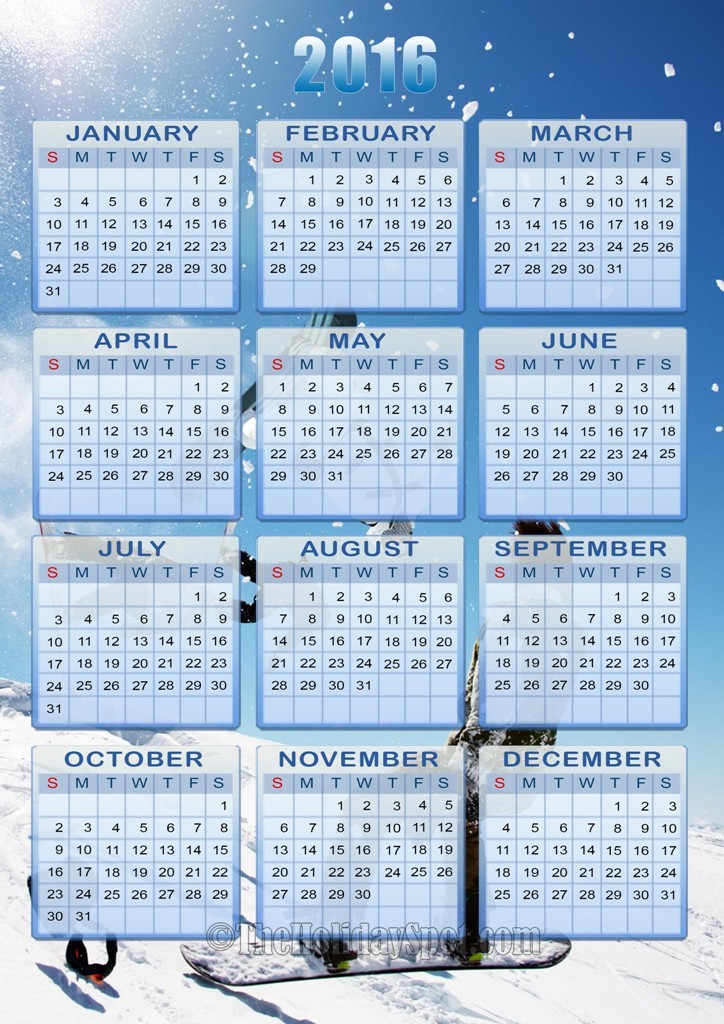 calendar-2016-43 64 Breathtaking 2018 Printable Calendar Templates