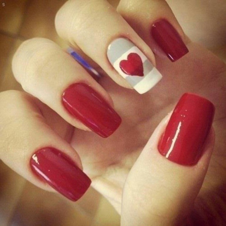 valentines-day-nails-22 89 Most Fabulous Valentine's Day Nail Art Designs