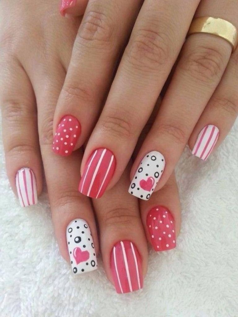 valentines-day-nails-26 89 Most Fabulous Valentine's Day Nail Art Designs