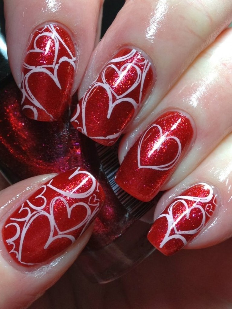 valentines-day-nails-3 89 Most Fabulous Valentine's Day Nail Art Designs