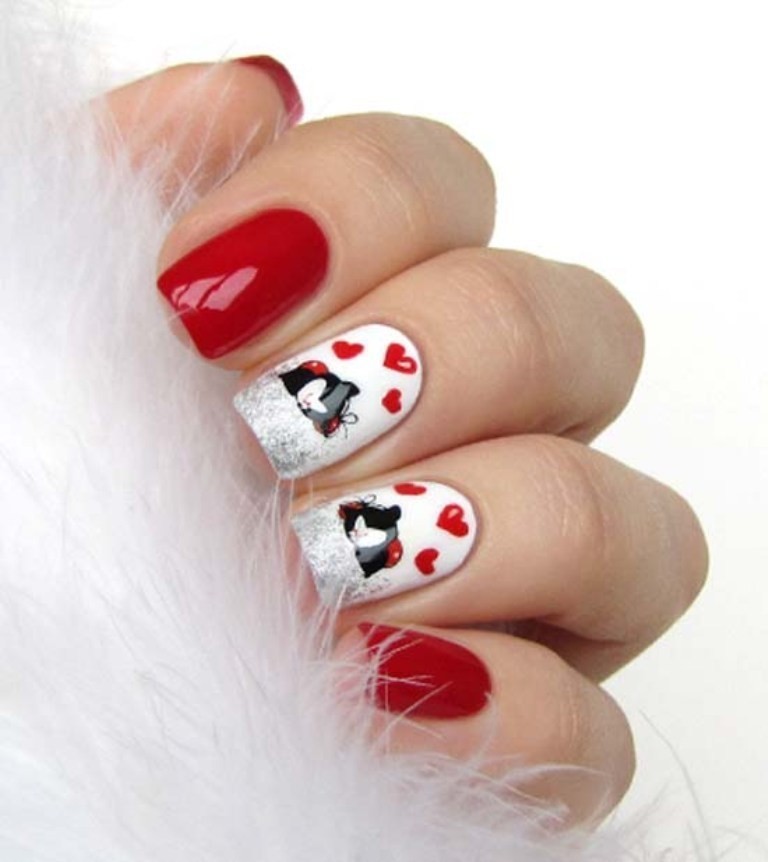valentines-day-nails-61 89 Most Fabulous Valentine's Day Nail Art Designs