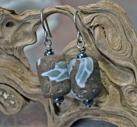 Stone vintage ceramic earrings 003