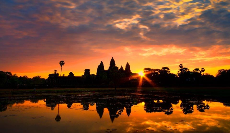 sunset at Angkor wat
