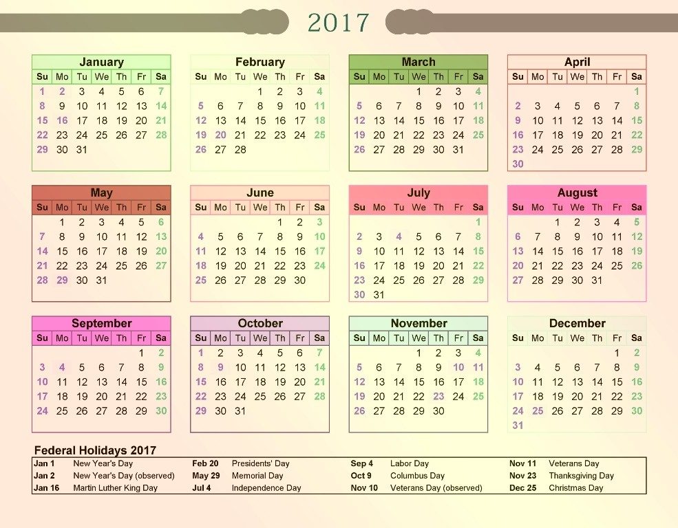 2017-calendar-25 58 Stunning Printable Calendar Templates