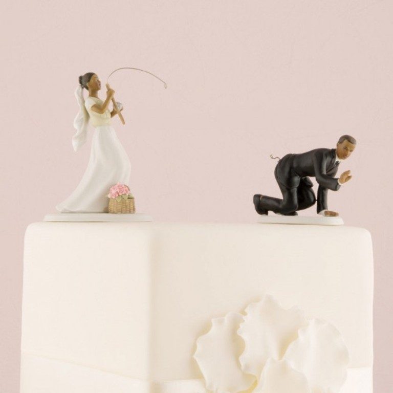 Gone Fishing wedding cake toppers