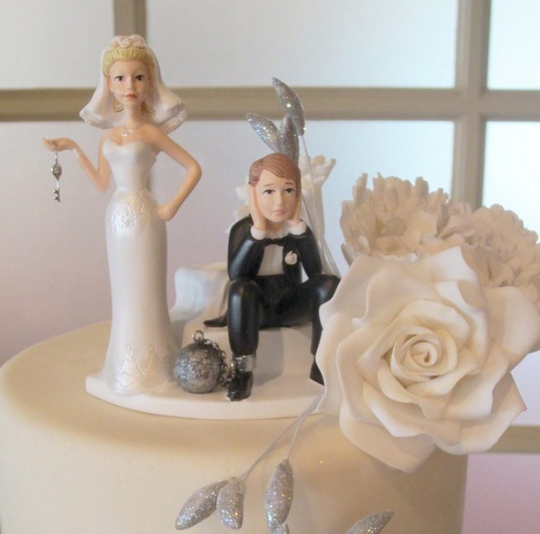 Under Ball and Chain wedding cake topper (2)