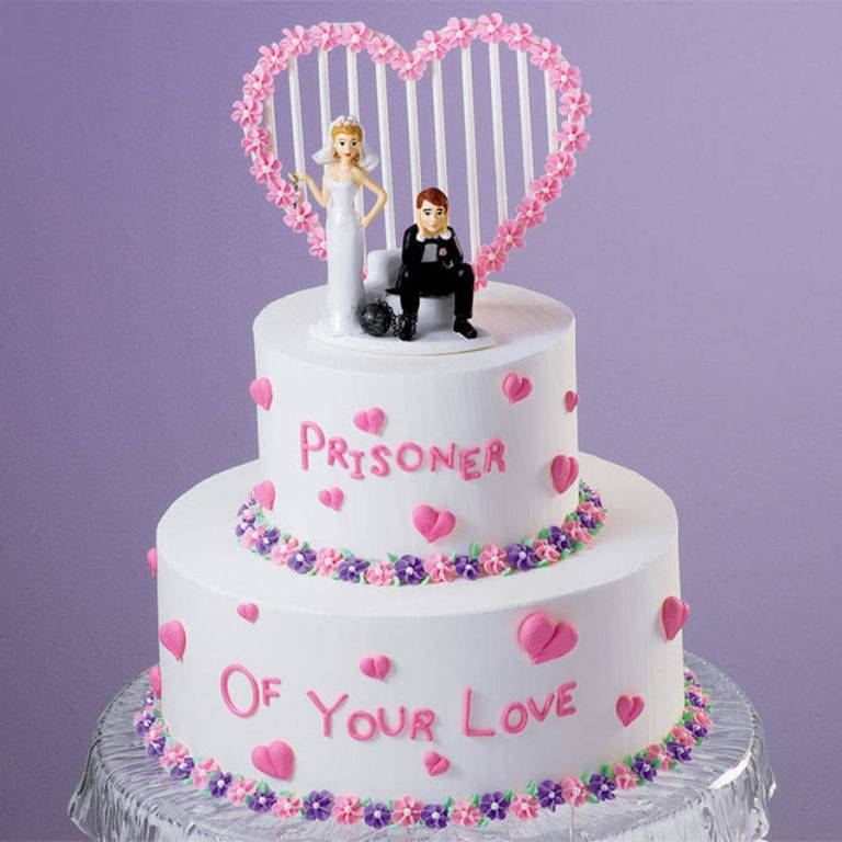 Under Ball and Chain wedding cake topper (3)