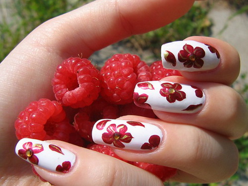 Wonderful-Red-Flower-Nail-Designs 35 Nails Designs; How Do You Paint Your Nails?