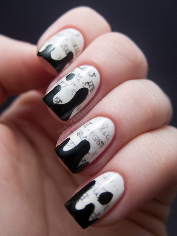 77 black and white nail designs 20+ Creative Newspaper Nail Art Design Ideas - 19 Newspaper Nail Art