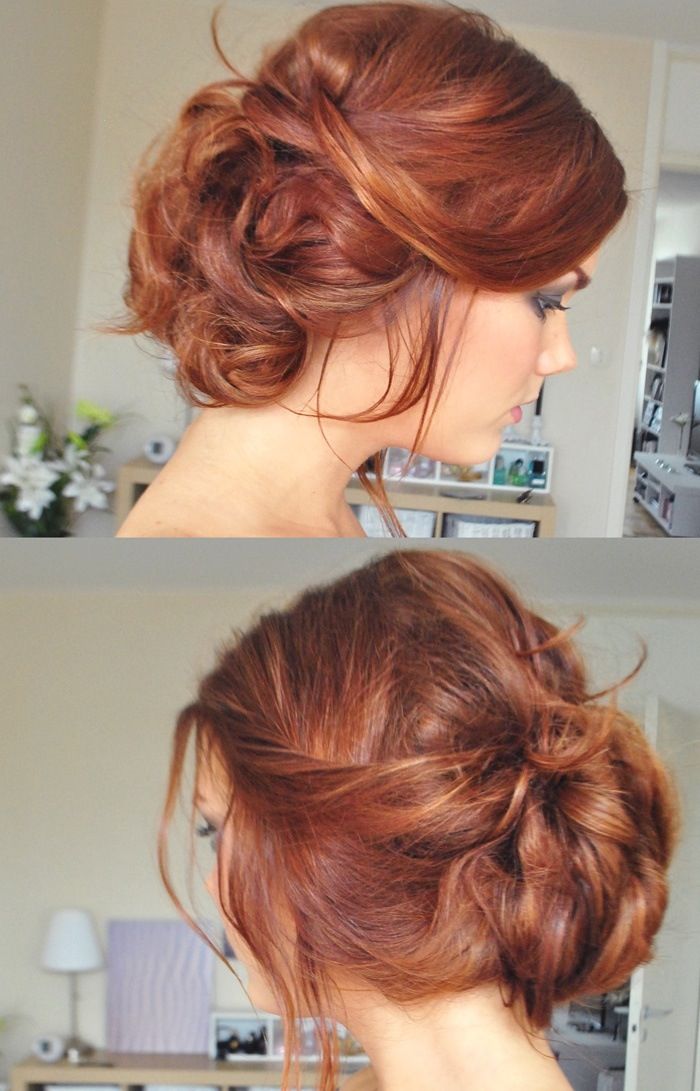 Hair Updo in copper Red