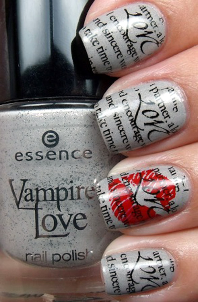 20+ Creative Newspaper Nail Art Design Ideas 24 Romantic Nail Artwork Ideas For Valentines Day 20+ Creative Newspaper Nail Art Design Ideas - 24 Newspaper Nail Art