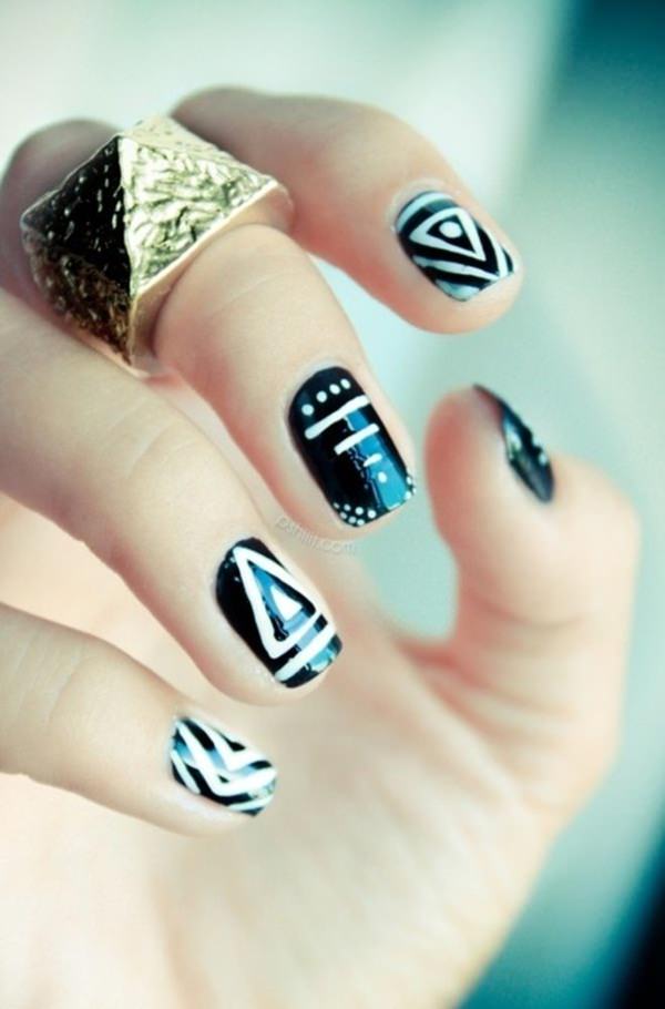 50+ Coolest Wedding Nail Design Ideas 33 black-and-white-nail-designs-13