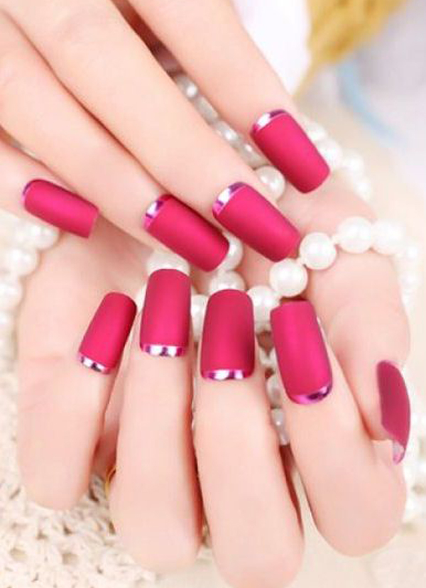 50+ Coolest Wedding Nail Design Ideas 29 red-with-silver-crescent-moon-nails-6